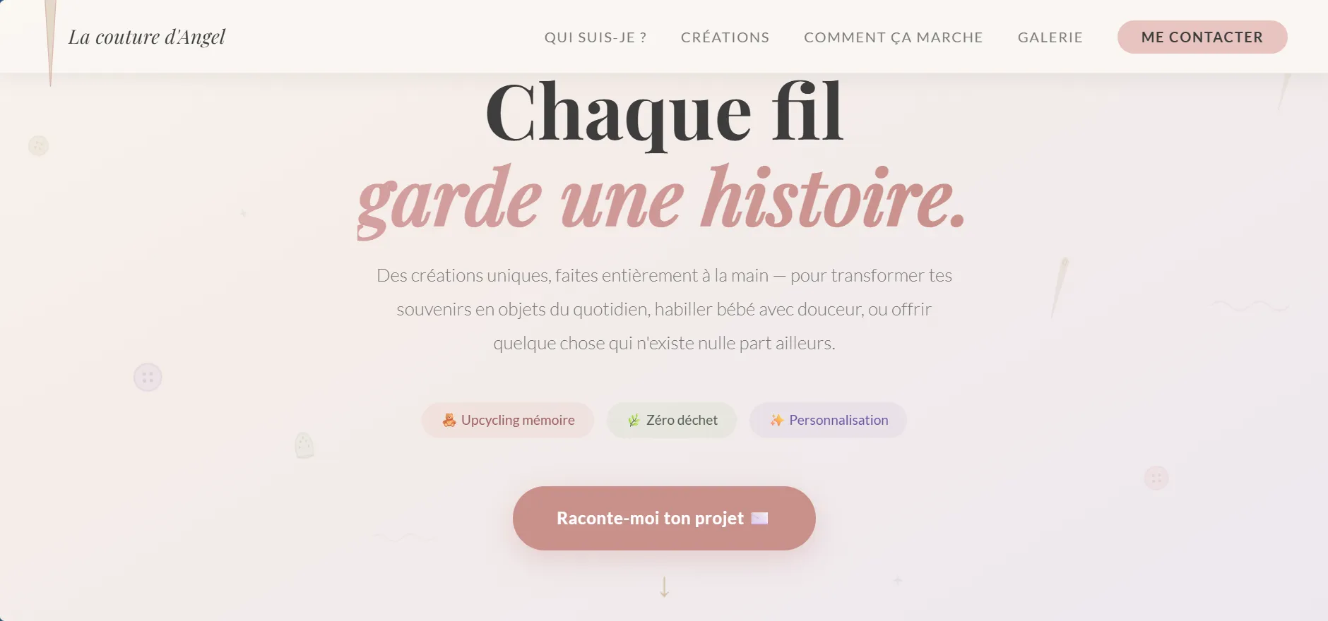 Site artisan couturière La Couture d'Angel — design premium Propulsite