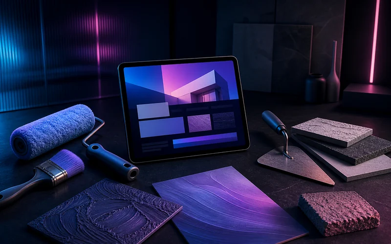 Outils de peintre et maçon avec un site internet d'artisan dans le Var