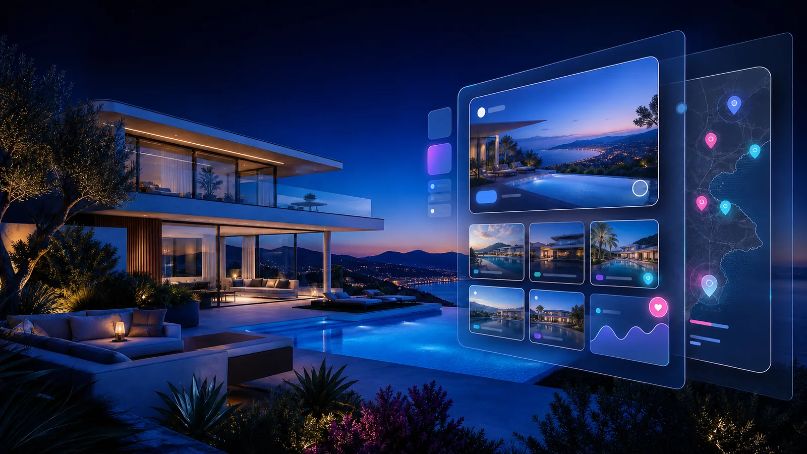 Villa dans le Var avec catalogue immobilier digital et carte des biens près de Toulon