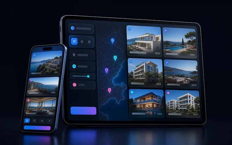 Catalogue de biens immobiliers du Var sur tablette et smartphone