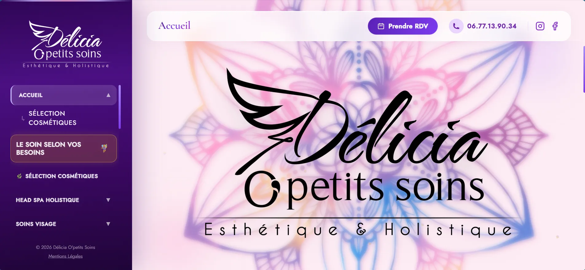Site institut beauté Delicia o Petits Soins — création Propulsite Var
